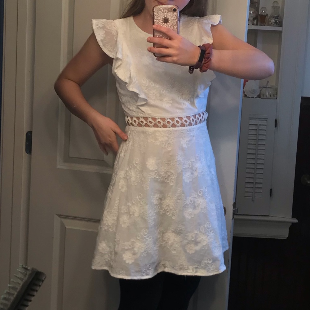 White dress with ruffle sleeves